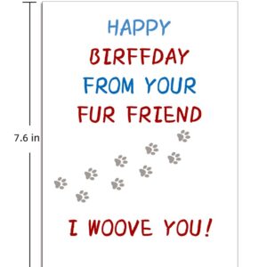 Ikassong Funny Birthday Card from Dog 5.3 x 7.6 with 2 Envelopes for Men Women Dog Lover Owner Bday Naughty