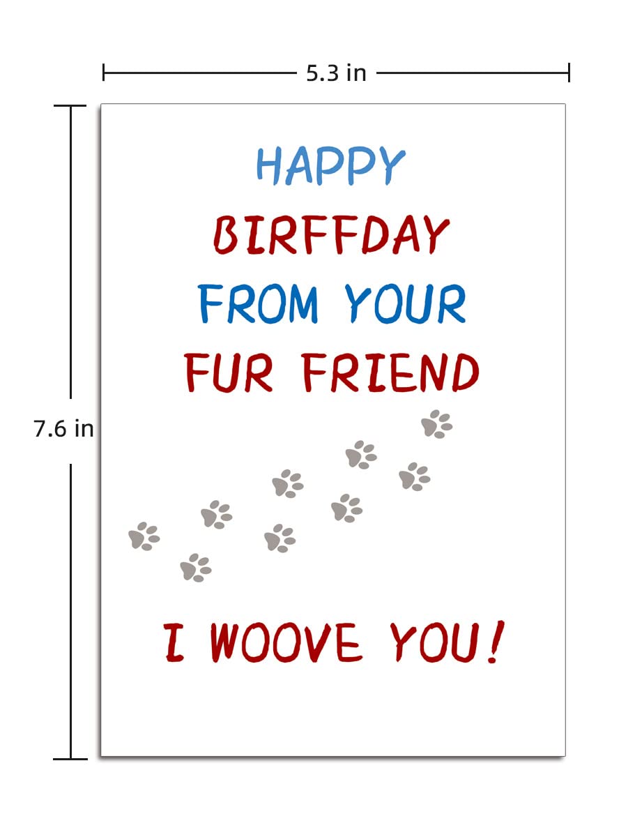 Ikassong Funny Birthday Card from Dog 5.3 x 7.6 with 2 Envelopes for Men Women Dog Lover Owner Bday Naughty