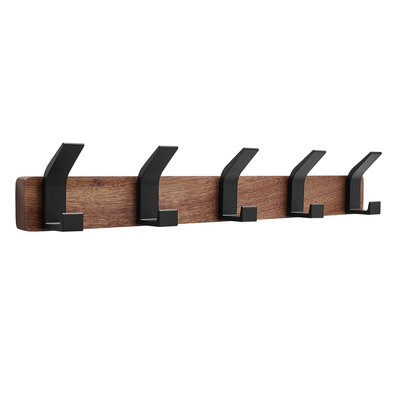 AODORAN Coat Rack Wall Mount Coat Hooks - Wooden Black Coat Rack with 4 Hooks Aluminum Wall Hooks for Hanging Coat Hat Bag Towel Hanger Rustproof Coat Holder 15.7 Inches