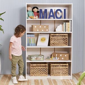 ECR4Kids Classic Bookcase, 60in, Adjustable Shelves, White Wash