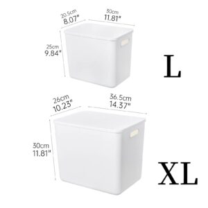 Yishyfier Plastic Storage Baskets Bins Boxes With Lids,Organizing Container White Storage Organizer Bins For Shelves Drawers Desktop Playroom Classroom Office,6-Pack(4XL+2L)