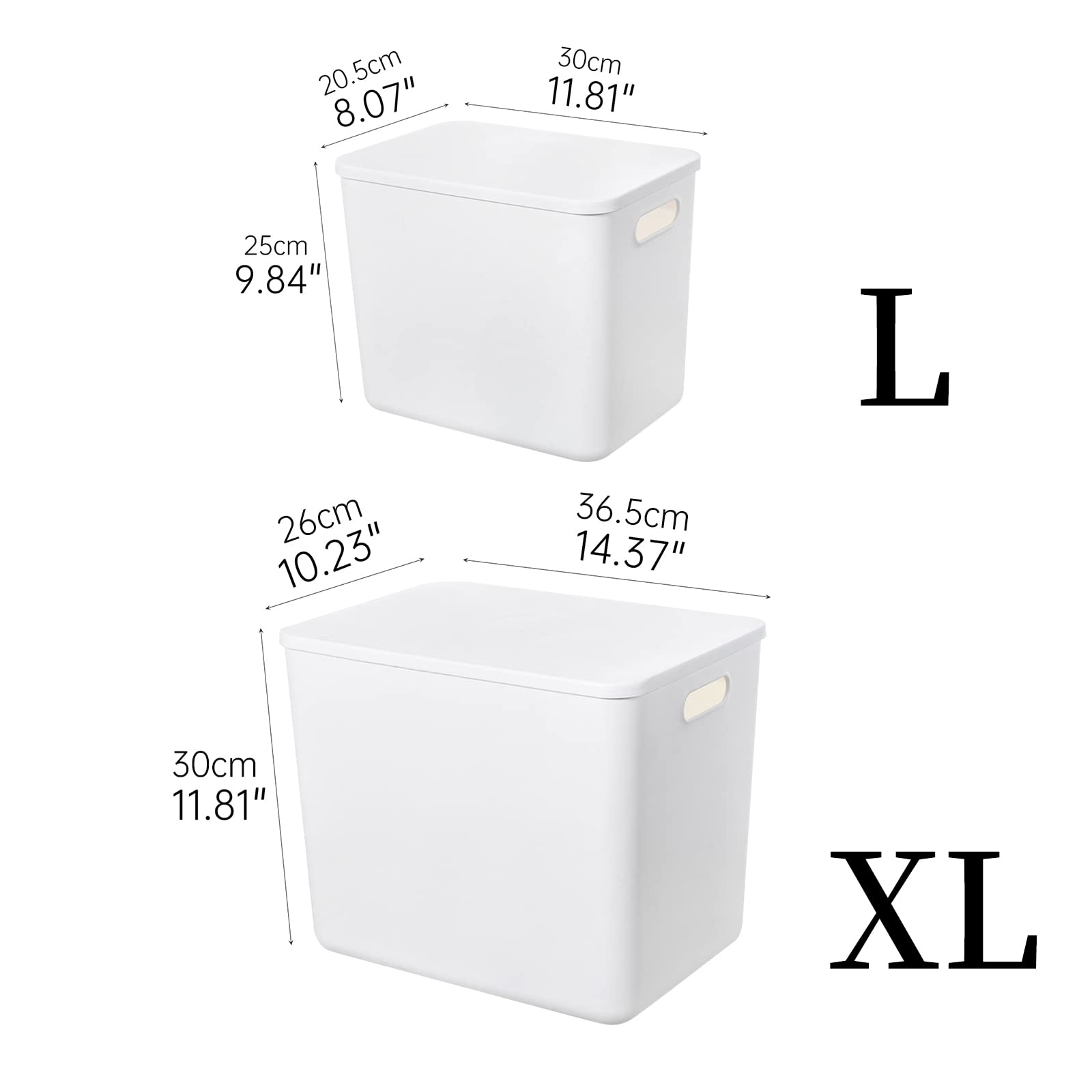 Yishyfier Plastic Storage Baskets Bins Boxes With Lids,Organizing Container White Storage Organizer Bins For Shelves Drawers Desktop Playroom Classroom Office,6-Pack(4XL+2L)