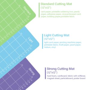 Gwybkq Cutting Mat for Cricut Maker 3/Maker/Explore 3/Air 2/Air/One 4 Pack 12x12 VarietyGrip Cut Pads Replacement Accessories Standard/Light/Strong Card Adhesive Sticky Cards for Crafts