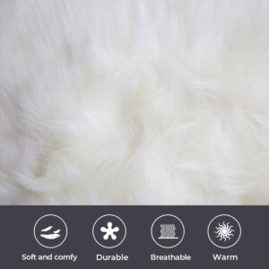 HYSEAS 2 Pack Faux Sheepskin Fur Area Rug, White 3x3 Feet Round Fluffy Soft Fuzzy Plush Shaggy Carpet Throw Rug for Indoor Floor, Sofa, Chair, Bedroom, Living Room, Home Decoration