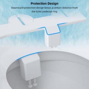 Hibbent Bidet Attachment for Toilet, Non-Electric Dual Nozzle for Frontal & Rear Wash, Adjustable Water Pressure Control, Fresh Water Bidet Toilet Seat, Self Cleaning Water Sprayer, White/Chrome