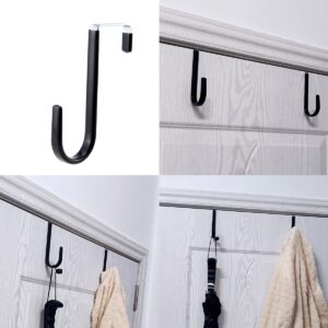 ZningEsxi Metal Hanging Door Hook 2 pcs Over The Door Christmas Wreath Hooks Towel Hanger for Coat Hangers Organizer Bathroom Pants Cubicle - Black