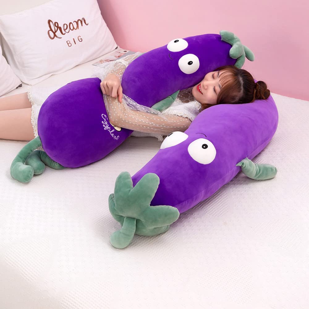 TONGMAN Purple Simulated Aubergine Plush Sleep Pillow Doll, Food Plush Toy Pillow, Stuffed Toy Cushion (27" 70cm) (27Inch/70CM)