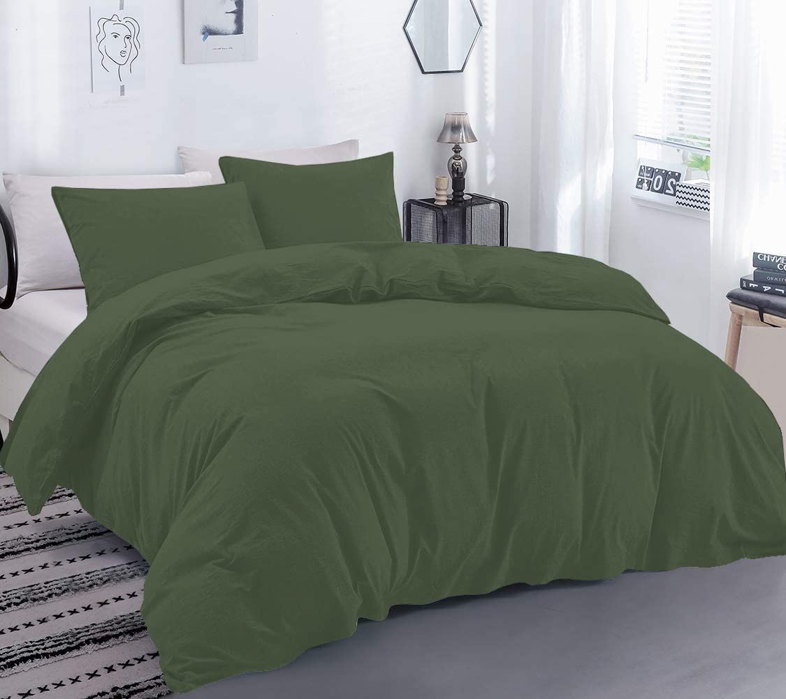 Traumnacht 3Pcs Duvet Cover Set with Zipper Closure & Corner Ties, 800 Thread Count 100% Egyptian Cotton Super Soft Duvet Cover - Super King Size (116" x 98") Inch, Sage Solid