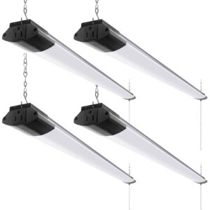 barrina led shop lights for workshop 4ft, 84w, 10000lm, 5000k linkable light fixture for garage, basement, hanging or flush mount, etl, 4 packs