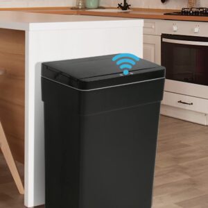 13 Gallon Trash Can, Touchless Automatic Garbage Can with Lid,50 Liter Rectangular High-Capacity Infrared Motion Sensor Trash Can for Kitchen Bathroom Bedroom Home Office, Kitchen Trash Can