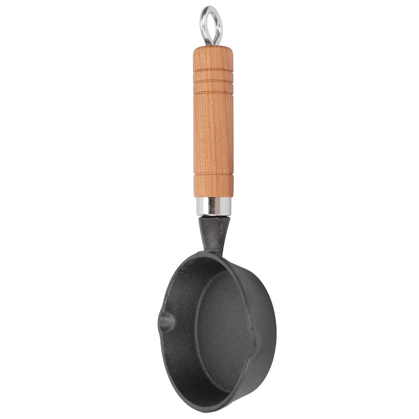 Frying Pan, Cast Iron Pot 10cm Wooden Handle Small Frying pan 10CM Casting Iron with Wood Handle Egg Dumpling Mini Fried Egg Skillet Mini Flat Bottomed Pancake Cookware Kitchen