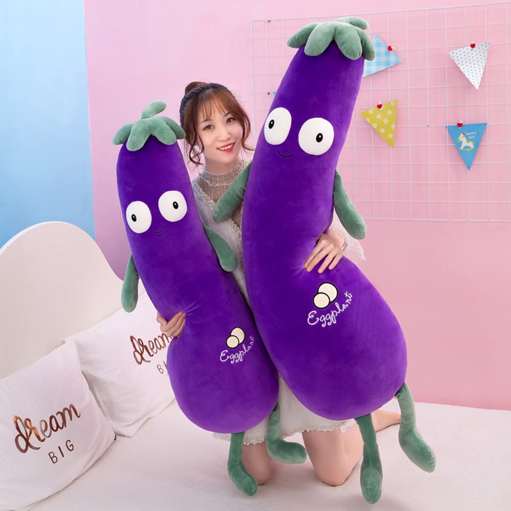 TONGMAN Purple Simulated Aubergine Plush Sleep Pillow Doll, Food Plush Toy Pillow, Stuffed Toy Cushion (27" 70cm) (27Inch/70CM)