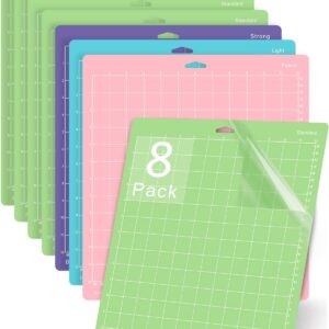 Gwybkq Cutting Mat for Cricut Maker 3/Maker/Explore 3/Air 2/Air/One 4 Pack 12x12 VarietyGrip Cut Pads Replacement Accessories Standard/Light/Strong Card Adhesive Sticky Cards for Crafts