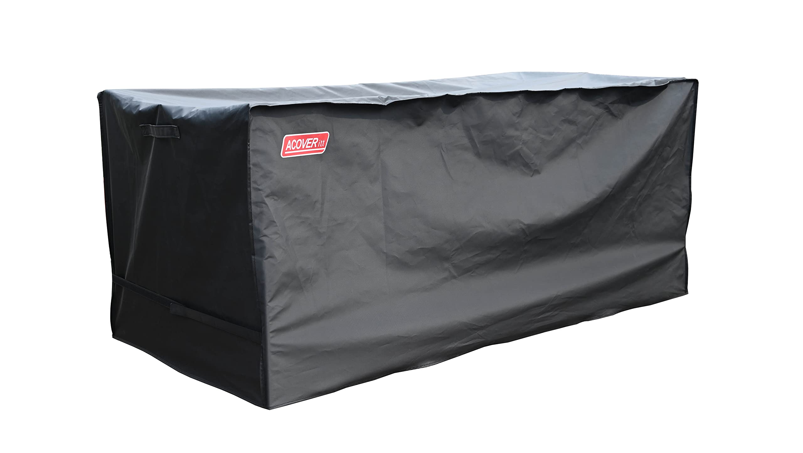 acoveritt XXL Storage Box Cover with Straps and Handles, Waterproof Heavy Duty Outdoor Furniture Winter Cover for Keter, Suncast Container (Deck Box Cover, 63"(L) 30"(D) 28.3"(H)) Black