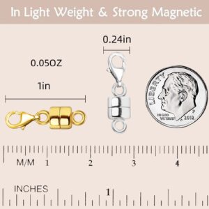 OHINGLT Magnetic Necklace Clasps and Closures with Lobster Clasp 14K Gold and Silver Plated Magnet Jewelry Clasps Converters for Bracelet Necklaces Chain