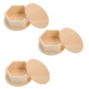 SEWACC 6 Pcs Diy Storage Box Small Containers Clay Storage Bins Simple Storage Holder Wood Storage Case Sundries Case Wood Organizing Container Wood Case Small Wooden Box Round