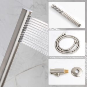 POP SANITARYWARE Shower System Brushed Nickel Bathroom Rainfall Shower Faucet Set Complete Wall Mounted 8 Inch Shower Head and Handle Set with Rough-in Valve Body and Trim Kit