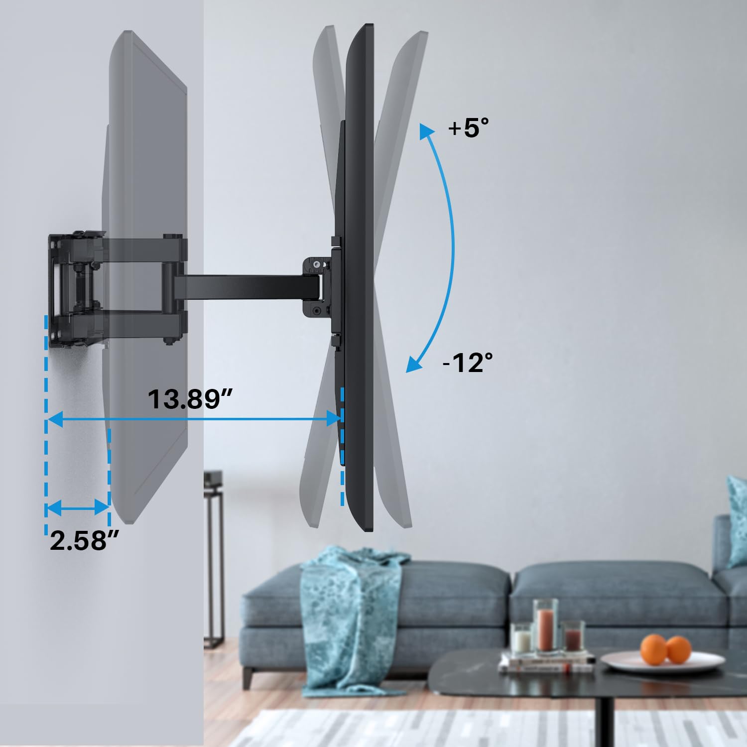 USX STAR UL Listed Full Motion TV Wall Mount Bracket for Most 32-70 inch TVs, Swivel Extend Tilting TV Mount, Max VESA 400x400mm, Holds up to 99 lbs & 16" Wood Studs with Hole Drilling Template