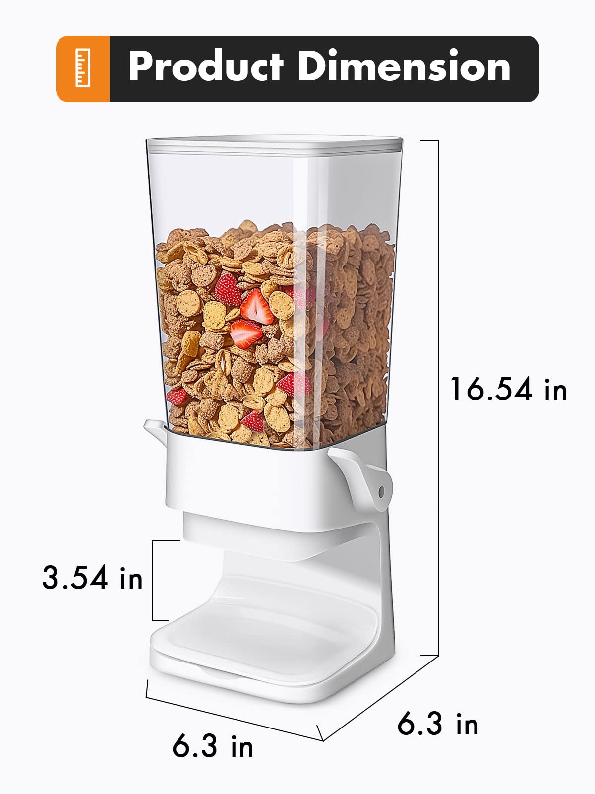 Conworld Cereal Dispenser, Cereal Containers Storage, Big Cereal Dispenser Countertop - Not Easy to Crush Food, Cereal Container For Pantry Organization And Storage (White, 2Pcs