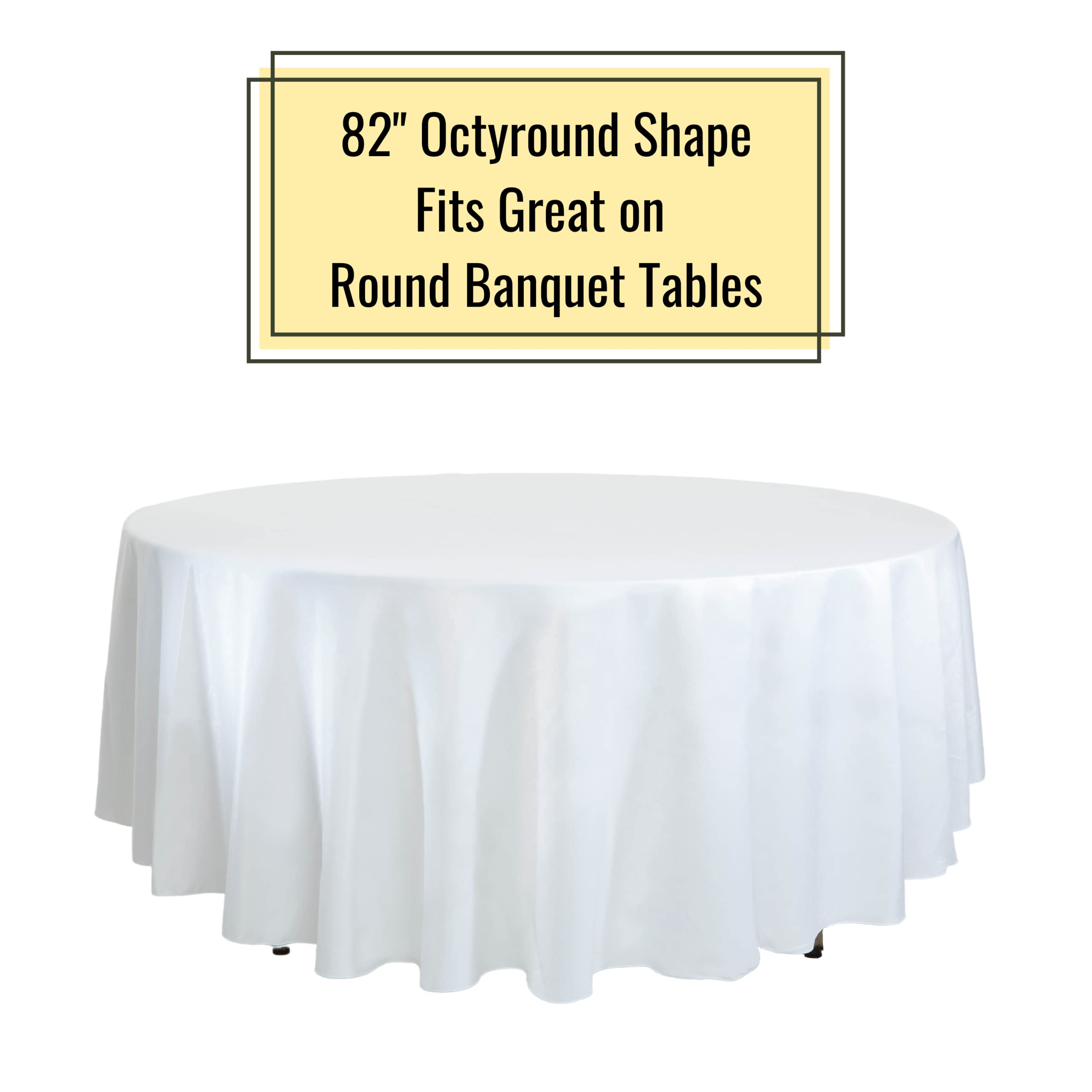 6-Pack White Round Paper Tablecloths – 82in Paper Table Cloths for Parties Disposable – Linen Like Disposable White Tablecloth Round Cover with Plastic Backing