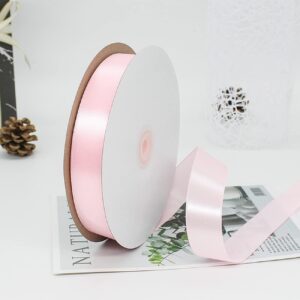 1 inch Polyester Satin Ribbon Light Pink - 100 Yard Spool for Wedding, Birthady, Baby Shower,Packing and Gift Wrapping Floral Bouquets Party Decoration