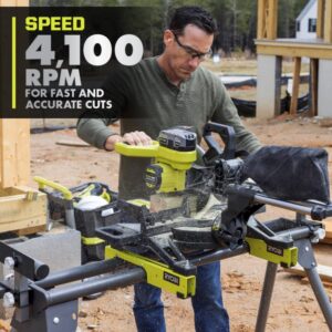 RYOBI ONE+ HP 18V Brushless Cordless 10 in. Sliding Compound Miter Saw Kit with 4.0 Ah HIGH PERFORMANCE Battery and Charger