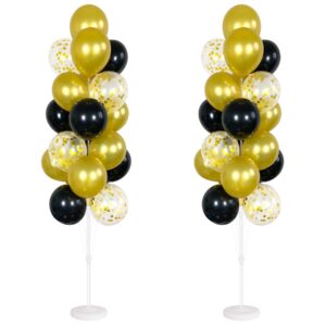 balloon column kit set of 2 with confetti balloons included - with base, and pole,balloon tower backdrop decoration for wedding, baby shower, birthday party, or bachelorette parties (black gold)