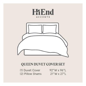 HiEnd Accents Floral Bedding Jardin Lyocell 3 Piece Queen Duvet Cover Set, Cottage Garden Botanical Rose Print Bed Set, Women Girls Soft Silky Flower Comforter Cover with Pillow Shams