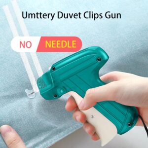 umttery Duvet Clips Gun, Keep Comforter from Shifting, No Needle Inside,Safety and Friendly to Kids or Pets, Feel Nothing When Sleeping, No Damage to Duvet Cover, Easy to Use.