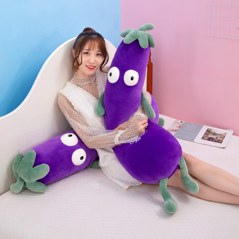 TONGMAN Purple Simulated Aubergine Plush Sleep Pillow Doll, Food Plush Toy Pillow, Stuffed Toy Cushion (27" 70cm) (27Inch/70CM)