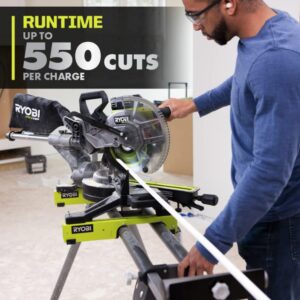 RYOBI ONE+ HP 18V Brushless Cordless 10 in. Sliding Compound Miter Saw Kit with 4.0 Ah HIGH PERFORMANCE Battery and Charger