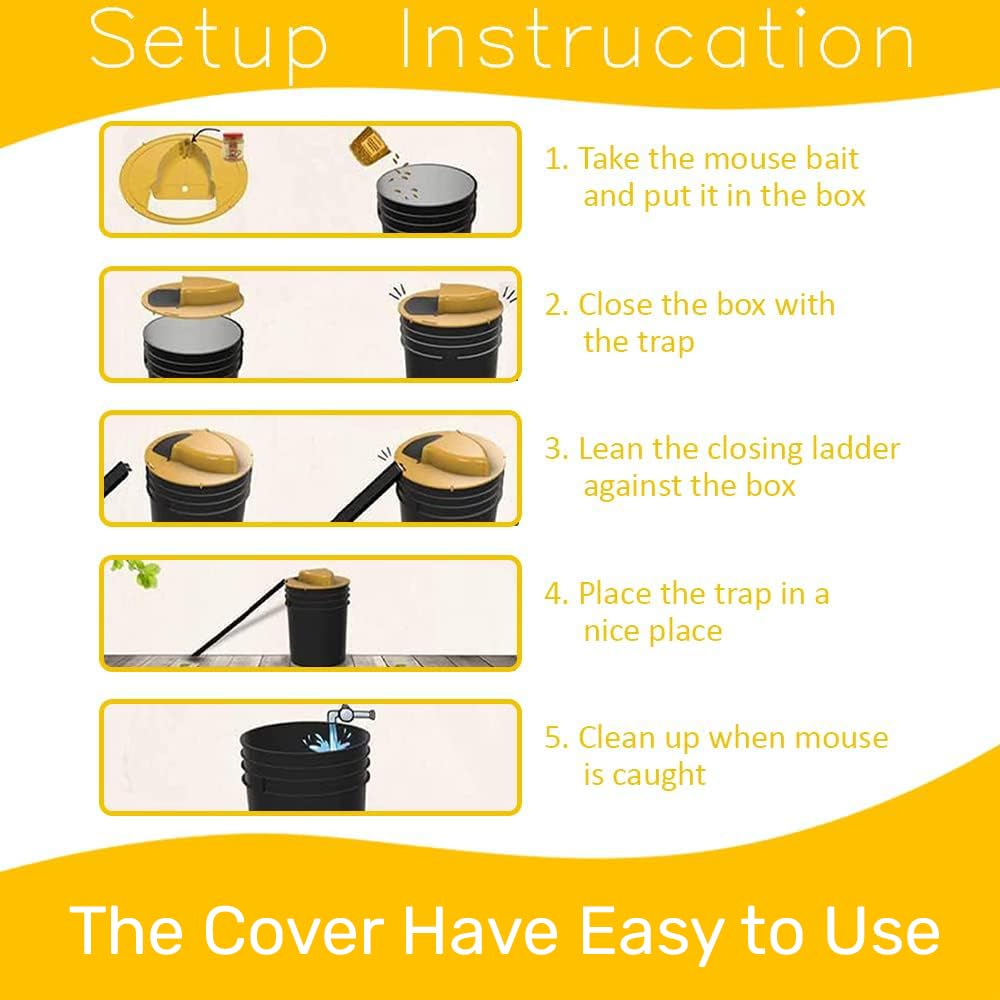 Mouse Trap - Auto Reset - Bucket Lid Mouse Trap - Rat Trap - Reusable Trap Door Style - Multi Catch Mice Control Traps - Bucket Lid Mouse (Item Package Quantity:1)