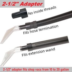 TunaMax Universal Work with All Shop Vacs with 2-1/2" & 1-7/8" &1-1/4" Three Adapters Extractor Attachment for Upholstery & Carpet Cleaning & Auto Detailing