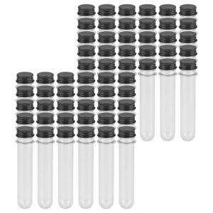 lexinin 60 pcs 40ml clear test tubes, plastic test tubes with black screw caps, plastic tubes for craft wedding decor