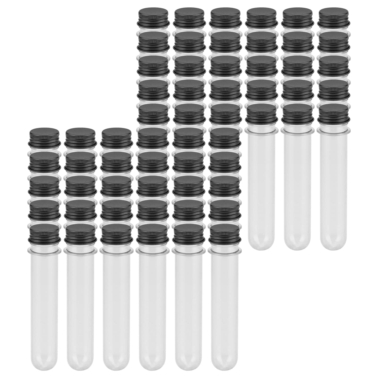 LEXININ 60 PCS 40ml Clear Test Tubes, Plastic Test Tubes with Black Screw Caps, Plastic Tubes for Craft Wedding Decor