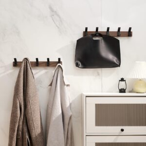 AODORAN Coat Rack Wall Mount Coat Hooks - Wooden Black Coat Rack with 4 Hooks Aluminum Wall Hooks for Hanging Coat Hat Bag Towel Hanger Rustproof Coat Holder 15.7 Inches