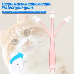 4 pcs Small dog & Cat Toothbrush 360 Degree Soft Silicone, Cat Dental Care, Pet Toothbrush, Oral Hygiene, Easy to Handle, Deep Clean, Independent Packaging, light sky blue & light pink (4 pack)