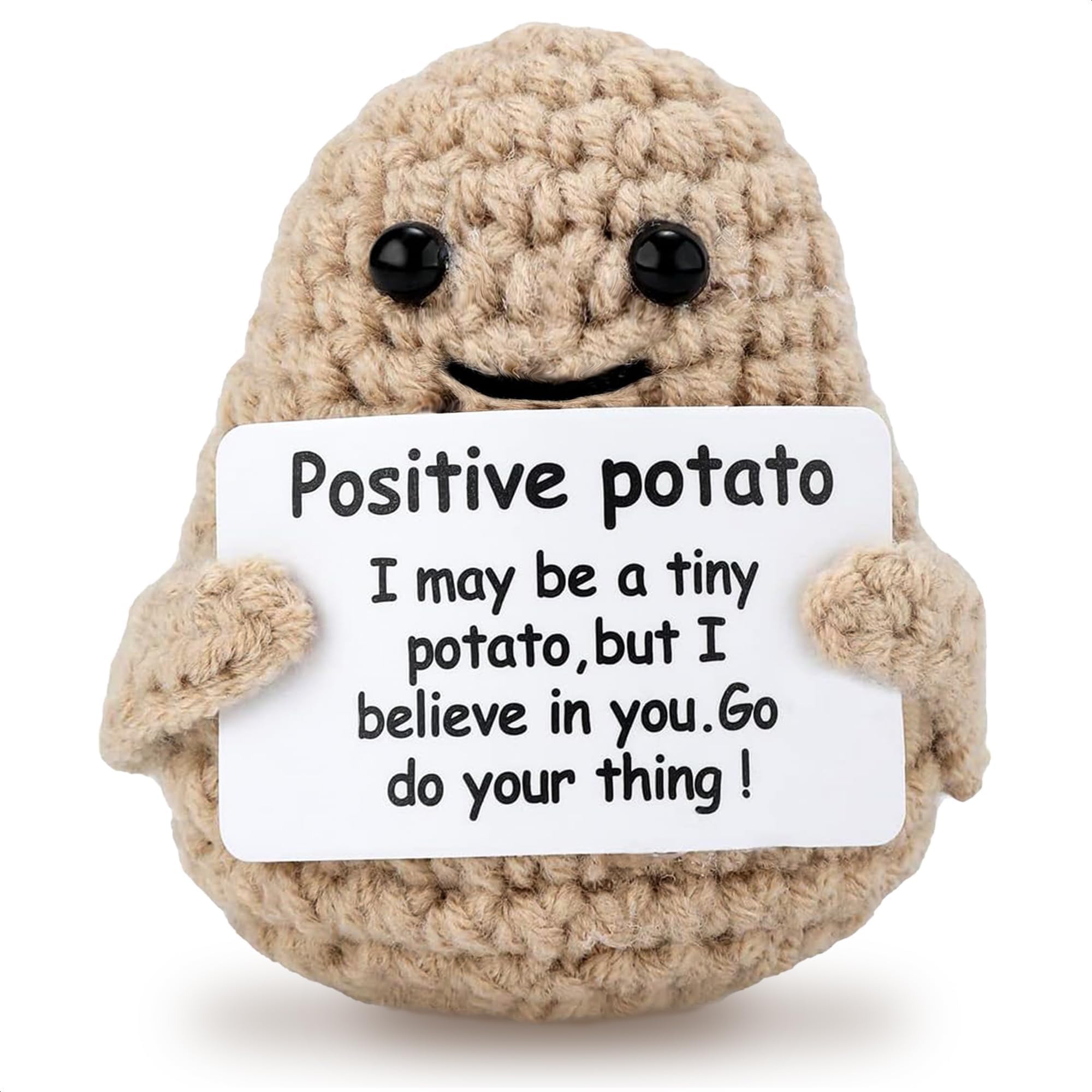 Crochet Positive Potato - Emotional Support Potato Positive Crochet New Years Gifts Small Potatoes Emotional Support Plush Crochet Potato Positive Tiny Potato Toy - Positive Potato Crochet Gifts