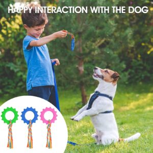 cobee Puppy Teething Toys with Cotton Ropes, 3 Pcs Cute Sun-Shaped Chew Toys for Dog Oral Teeth Soothe Itching 360° Clean Pet Teeth Interactive Pet Chew Ring for Small/Medium Dogs(Green, Pink, Blue)