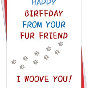 Ikassong Funny Birthday Card from Dog 5.3 x 7.6 with 2 Envelopes for Men Women Dog Lover Owner Bday Naughty