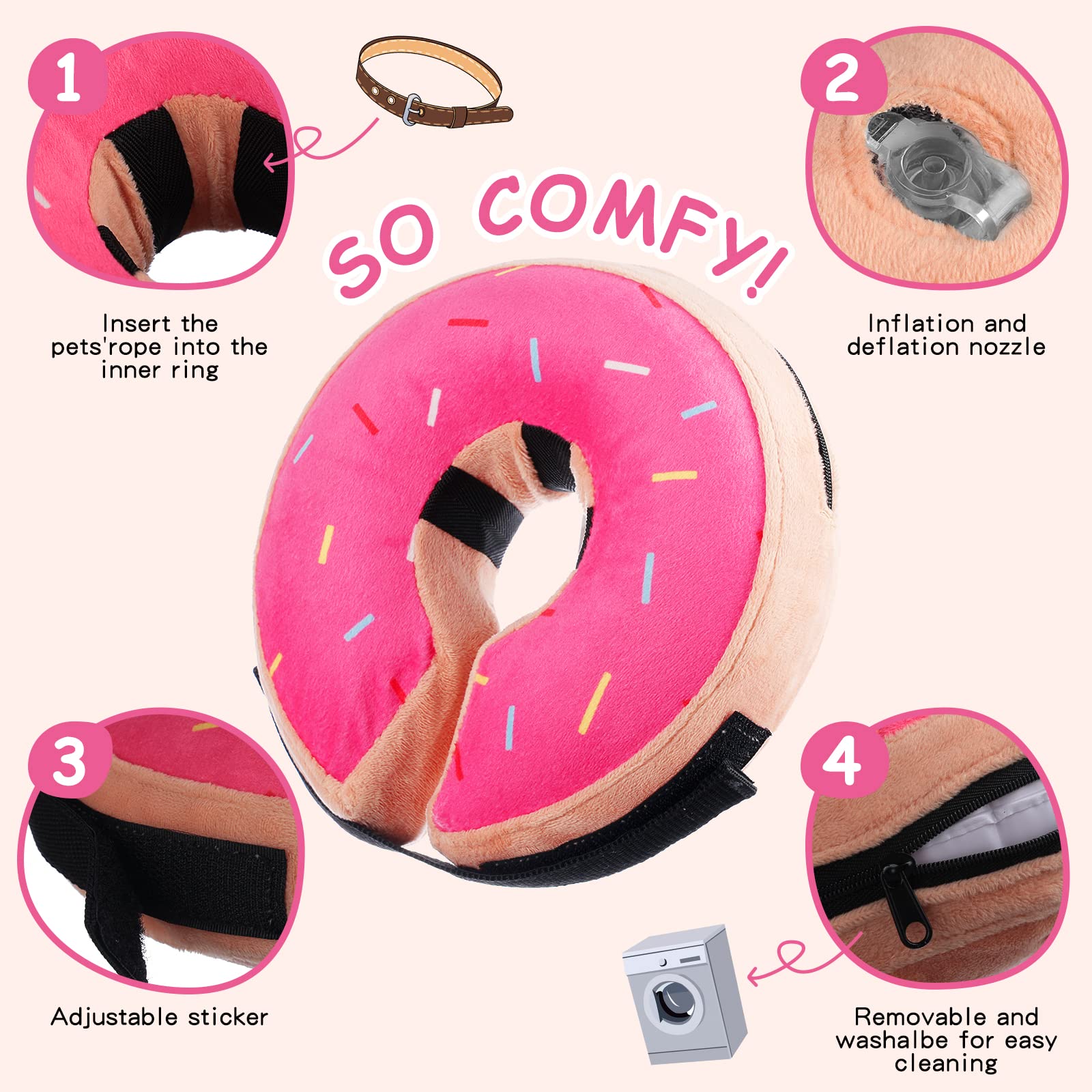 Dog Cone Collar,Soft Cone Collar for Dogs After Surgery for Large Medium Small Dogs,Pet Inflatable Collar Protective Recovery Donut Collar Alternative E Collar Does not Block Vision XL(Neck:19"-24")