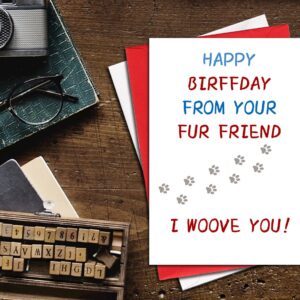 Ikassong Funny Birthday Card from Dog 5.3 x 7.6 with 2 Envelopes for Men Women Dog Lover Owner Bday Naughty