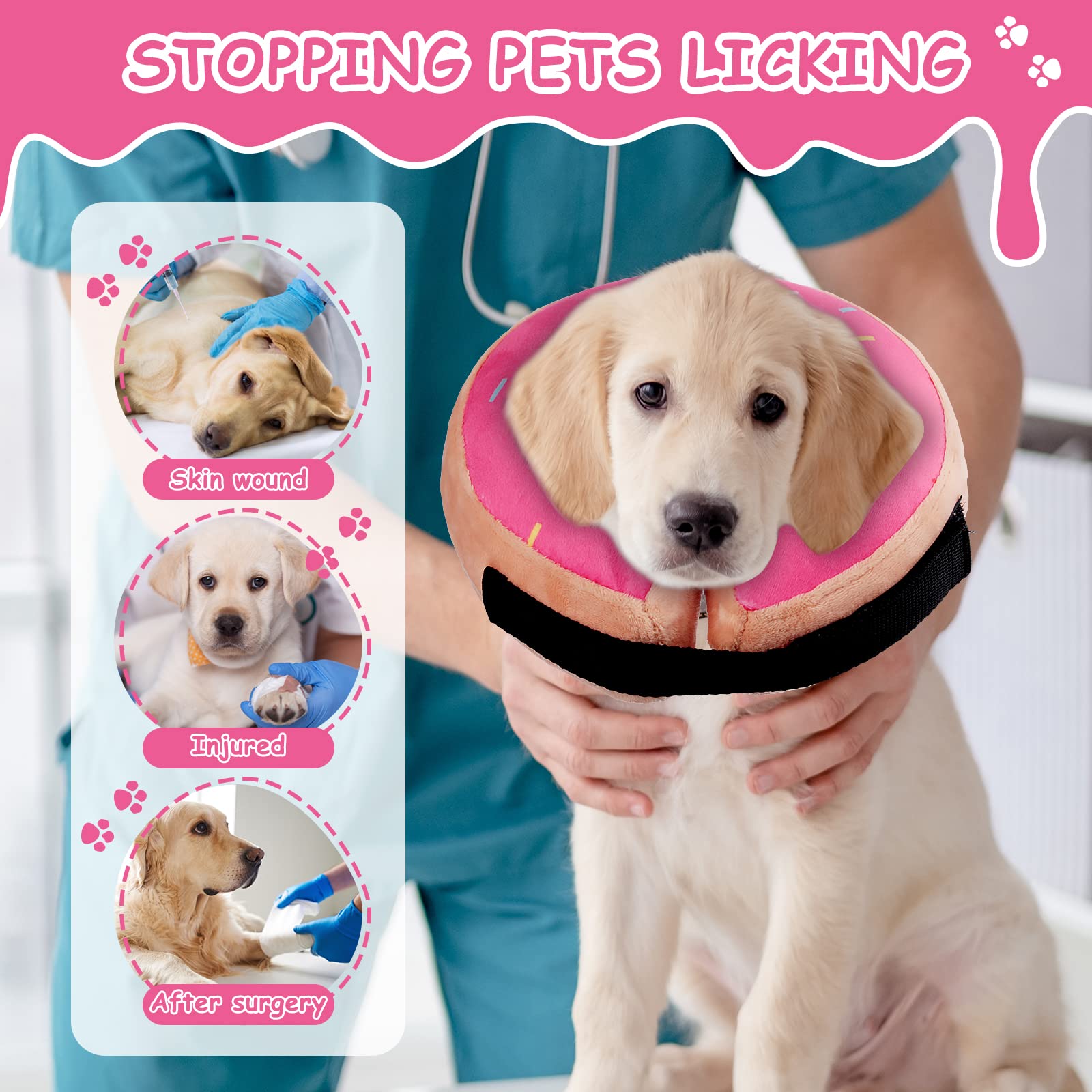 Dog Cone Collar,Soft Cone Collar for Dogs After Surgery for Large Medium Small Dogs,Pet Inflatable Collar Protective Recovery Donut Collar Alternative E Collar Does not Block Vision XL(Neck:19"-24")