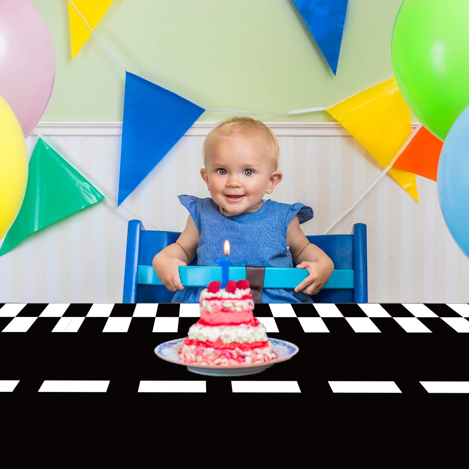 3pcs Race Car Birthday Party Supplies Two Fast Birthday Decorations Racing Checkered Flag Plastic Tablecloth Table Cover for Boys Two Fast Birthday Baby Shower Decor