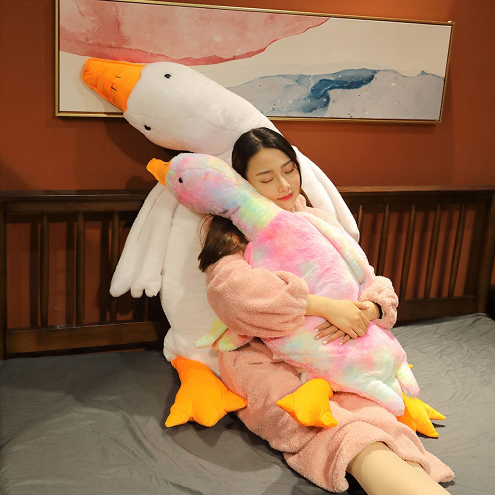 50/90cm Giant Goose Stuffed Animals Plush Toys Soft Pillow Cushion Cute Goose Plush Toy Stuffed Animals Toy Gifts for Kids Adults White 50cm