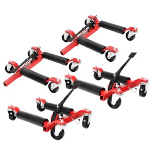 blackhorse-racing wheel dolly car skates mechanic vehicle positioning tire jack ratcheting foot pedal lift car wheel dolly heavy duty, 1250lbs, 4-pack