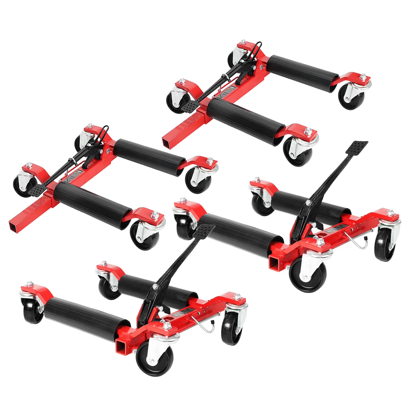 BLACKHORSE-RACING Wheel Dolly Car Skates Mechanic Vehicle Positioning Tire Jack Ratcheting Foot Pedal Lift Car Wheel Dolly Heavy Duty, 1250lbs, 4-Pack