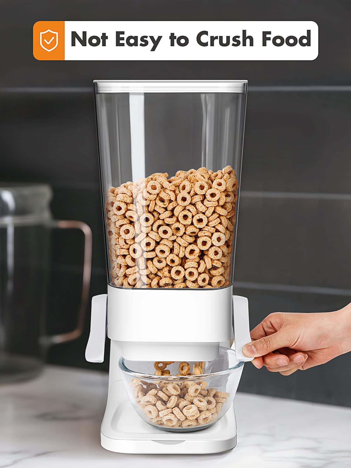 Conworld Cereal Dispenser, Cereal Containers Storage, Big Cereal Dispenser Countertop - Not Easy to Crush Food, Cereal Container For Pantry Organization And Storage (White, 2Pcs