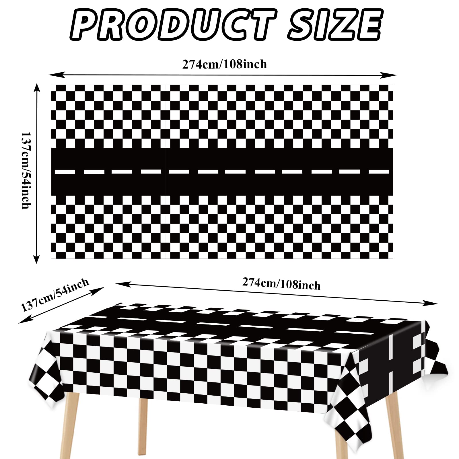 3pcs Race Car Birthday Party Supplies Two Fast Birthday Decorations Racing Checkered Flag Plastic Tablecloth Table Cover for Boys Two Fast Birthday Baby Shower Decor