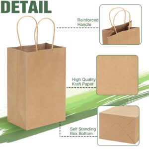 Moretoes 110pcs Small Gift Bags, 5.25x3.2x8 Inches White Kraft Paper Bags with Handles Bulk, Retail Bags for Small Business, Shopping Bags, Birthday Wedding Party Favor Bags, Merchandise Bags